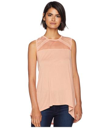Bcbgmaxazria Sleeveless Top With Tulle Insert (blush) Women's Clothing