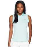 Vineyard Vines Golf Sleeveless Stripe Pique Sport Polo (crystal Blue) Women's Clothing