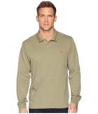 U.s. Polo Assn. Long Sleeve Solid Small Pony Interlock Polo Shirt (olive Green Heather) Men's Long Sleeve Pullover