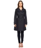 Kate Spade New York 38 Double Breasted Trench Coat W/ Tie Waist (navy) Women's Coat
