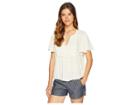 1.state Short Sleeve Split-neck Blouse With Tassel Trim (antique White) Women's Blouse