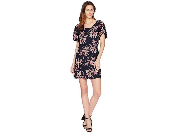 Lucky Brand Printed Ruffle Dress (pink Multi) Women's Dress