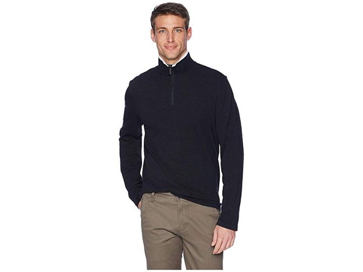 Perry Ellis Cotton Stretch 1/2 Zip (black) Men's Long Sleeve Pullover