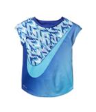 Nike Kids Swoosh Blocking Dri-fit Short Sleeve Tee (little Kids) (comet Blue) Girl's T Shirt