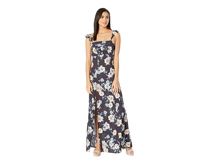 Flynn Skye Bardot Maxi Dress (midnight Flora) Women's Dress