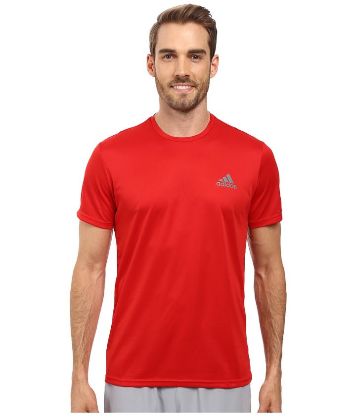 Adidas Essential Tech Crew Tee (scarlet/vista Grey) Men's T Shirt
