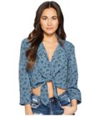 Amuse Society Lets Get Knotty Woven Top (indy Blue) Women's Clothing