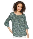 Michael Michael Kors Tiny Wildflower Peasant Top (true Navy/green Apple Multi) Women's Clothing