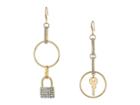 Steve Madden Key Hoop Fishhook Earrings (gold) Earring