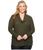 Michael Michael Kors Plus Size Long Sleeve Mini Waffle Cowl Top (ivy) Women's Clothing