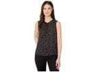 Tahari By Asl Sleeveless Rouched Neckline Top (black/ivory Dot) Women's Blouse