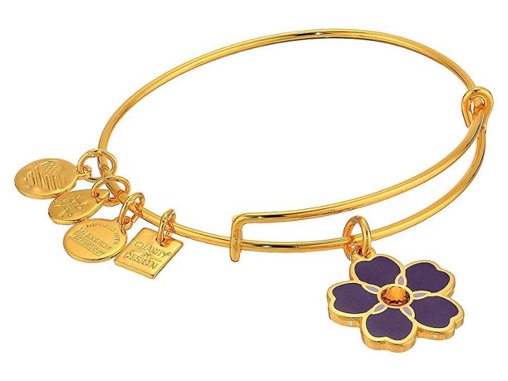 Alex And Ani Charity By Design Forget Me Not Bangle (shiny Gold) Bracelet