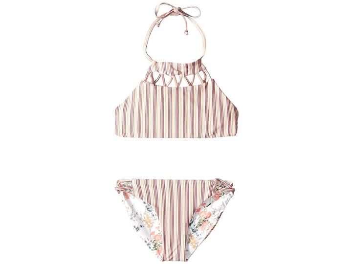 O'neill Kids Sunday Floral Revo Hi-neck Swim Set (big Kids) (vanilla) Girl's Swimwear Sets