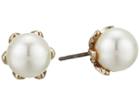 Marchesa Pearl 8mm Stud Earrings (gold/cream/silk) Earring