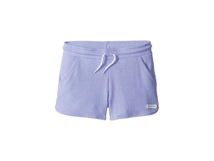 Converse Kids 2x2 Drapey Rib Shorts (big Kids) (twilight Pulse) Girl's Shorts