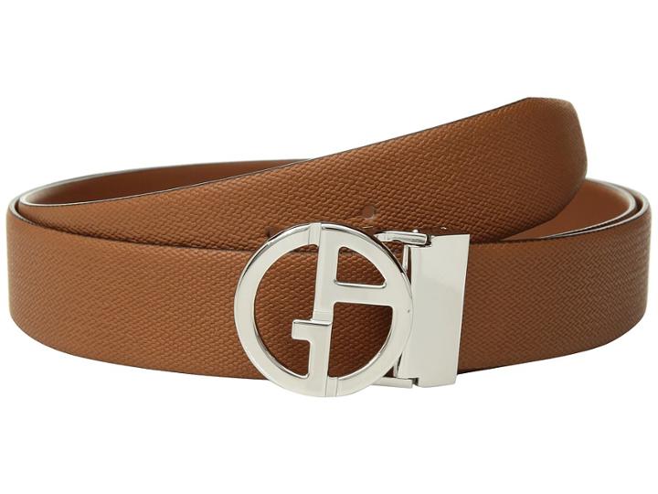 Giorgio Armani Chevron/smooth Reversible Belt (rosey) Men's Belts