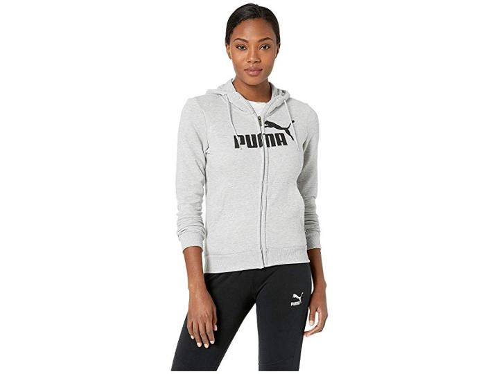 Puma Essential Logo Hooded Jacket (light Gray Heather) Women's Coat