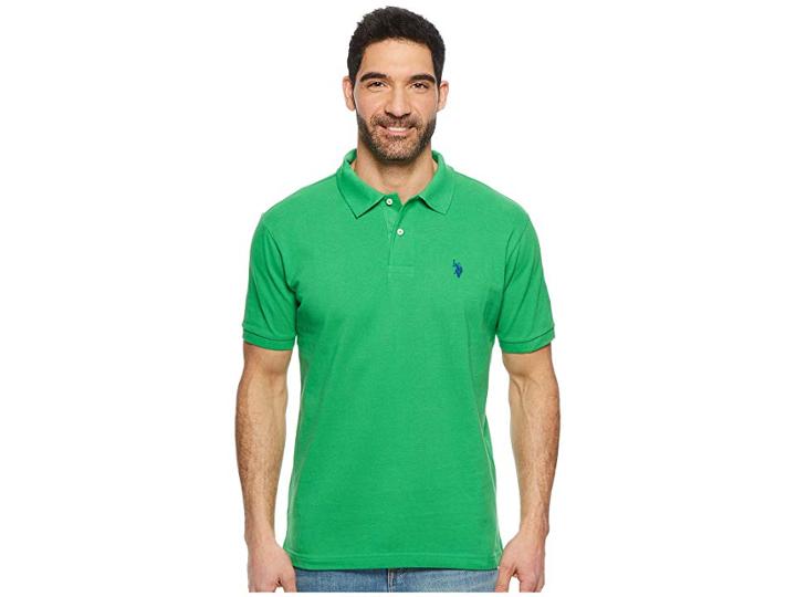 U.s. Polo Assn. Solid Cotton Pique Polo With Small Pony (court Green) Men's Short Sleeve Knit