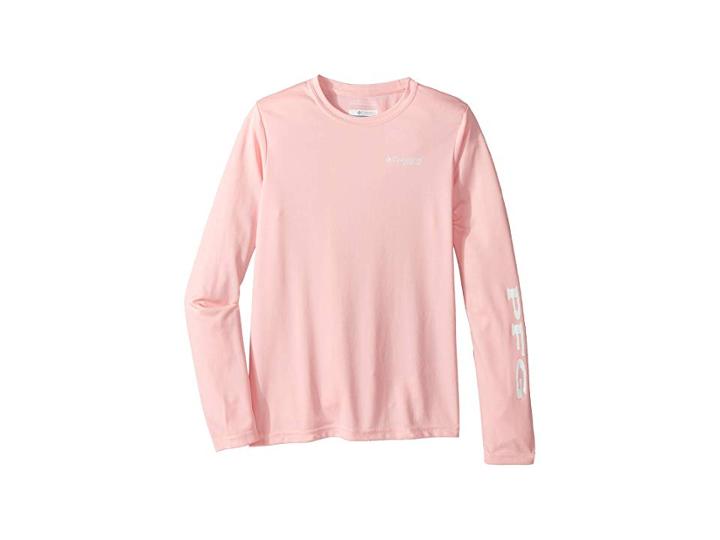 Columbia Kids Terminal Tackletm Long Sleeve (little Kids/big Kids) (cupid/white) Girl's Long Sleeve Pullover
