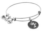 Alex And Ani Hand In Hand Charm Bangle (rafaelian Silver Finish) Bracelet