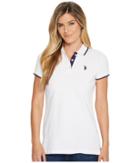 U.s. Polo Assn. Stretch Pique Dot Print Polo Shirt (optic White) Women's Clothing