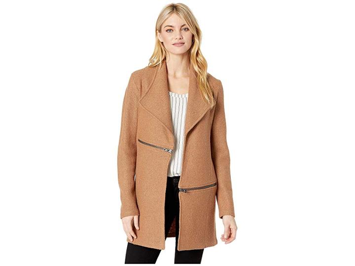 Anne Klein Wing Collar Cardi Jacket W/ Zips (vicuna) Women's Sweater