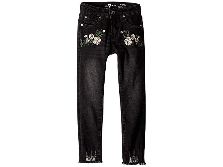 7 For All Mankind Kids Ankle Skinny Stretch Denim Jeans In Vintage Noir (big Kids) (vintage Noir) Girl's Jeans