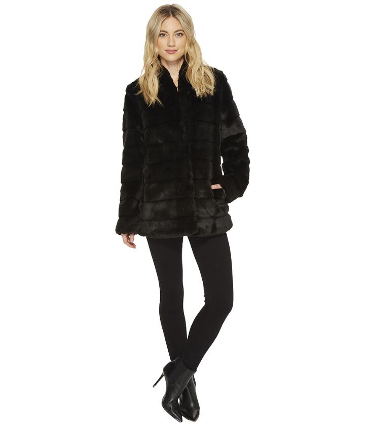 Ellen Tracy Faux-fur Coat (black) Women's Coat
