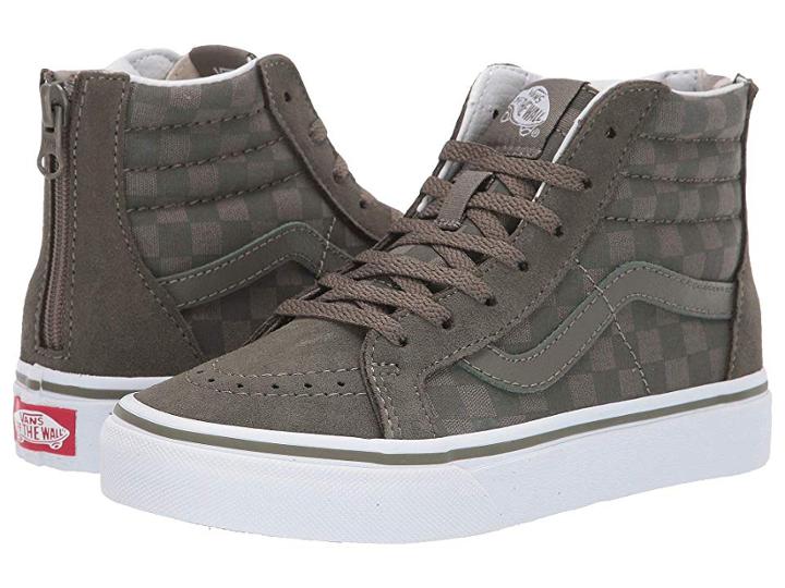 Vans Kids Sk8-hi Zip (little Kid/big Kid) ((checkerboard) Dusty Olive) Boys Shoes