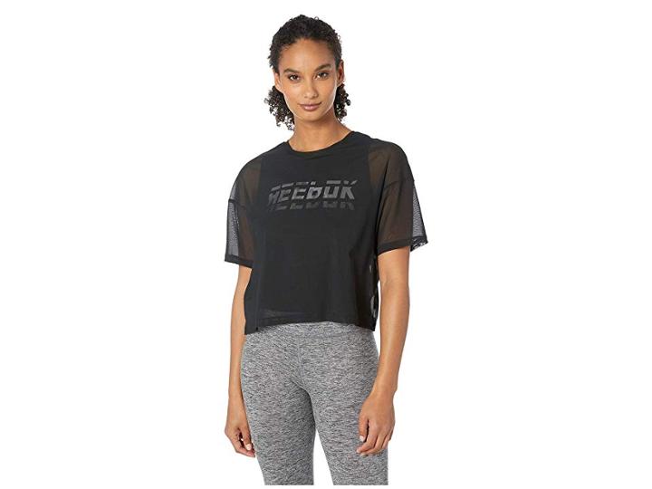 Reebok Workout Ready Meet You There Mesh Layer Piece (black) Women's Clothing