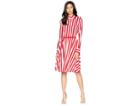 Kamalikulture By Norma Kamali Shirt Flared Dress To Knee (tango 3/4 Stripe) Women's Dress