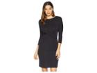 Vince Camuto Long Sleeve Cross Front Bodice Dress (rich Black) Women's Dress