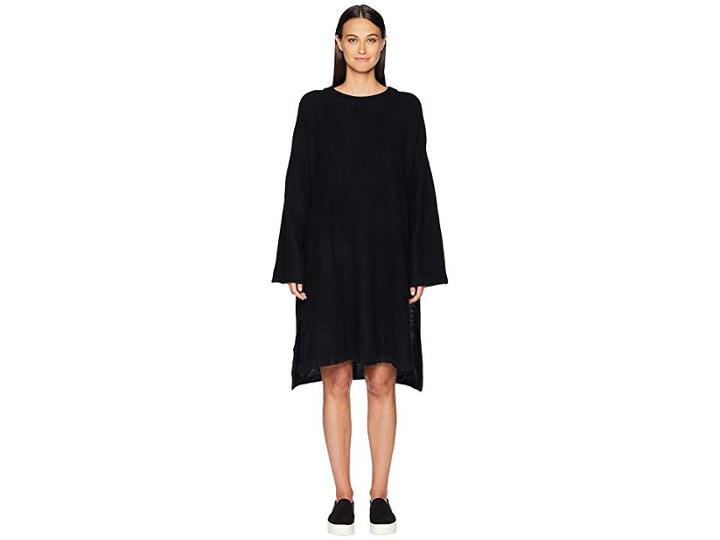 Y's By Yohji Yamamoto Fringe Knit Dress (black) Women's Dress