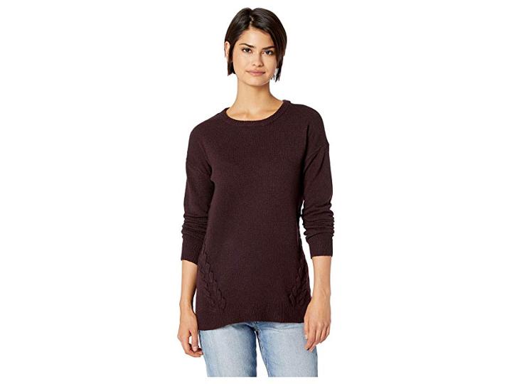 Pink Rose Scoop Neck Drop Shoulder Long Sleeve Sweater W/ Lace-up Sides (night Shade) Women's Sweater