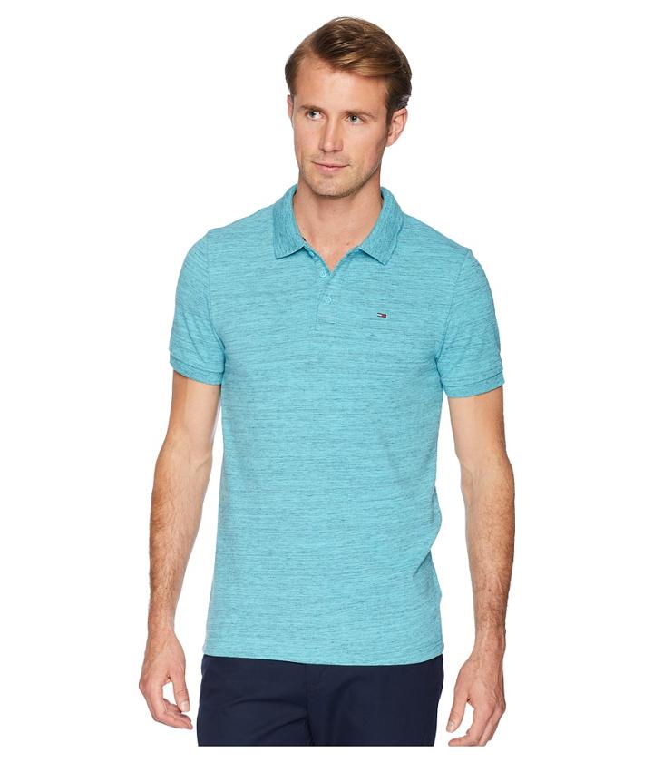 Tommy Jeans Polo Shirt Melange With Short Sleeves (maui Blue) Men's Short Sleeve Pullover