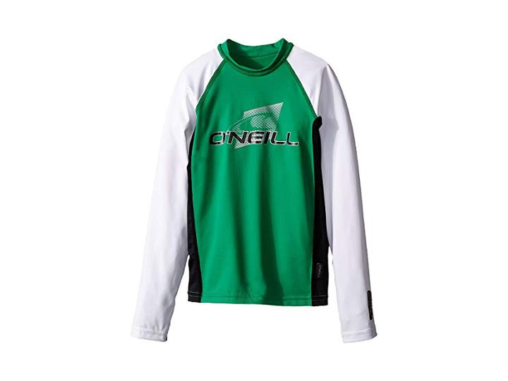 O'neill Kids Skins Long Sleeve Crew (little Kids/big Kids) (clean Grean/black/white) Boy's Swimwear