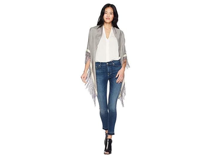 Rag & Bone Sport Stripe Poncho (heather Grey) Scarves