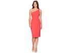 Maggy London Solid Crepe One Shoulder Sheath With Scallop Detail (pink Punch) Women's Dress