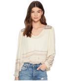 Lucky Brand Market Embroidered Peasant Top (natural) Women's Clothing