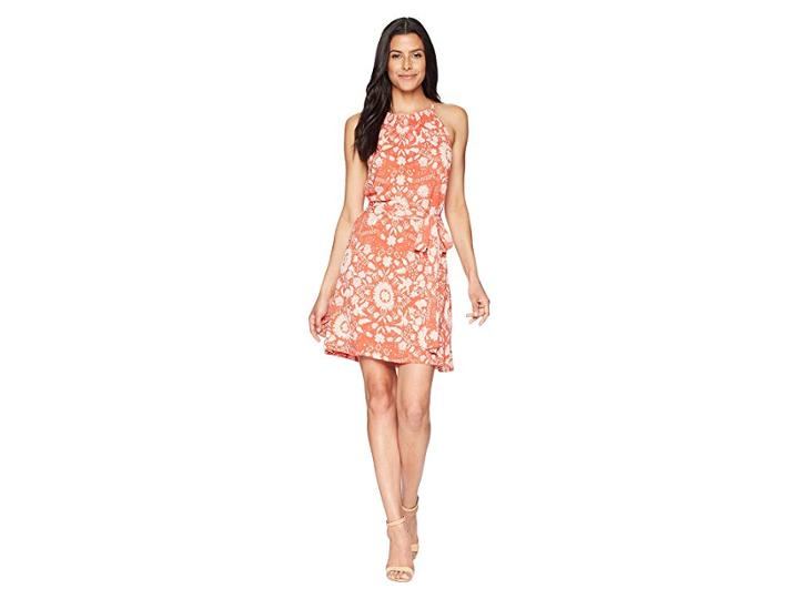 Lucky Brand Knit Self Tie Dress (rust Multi) Women's Dress