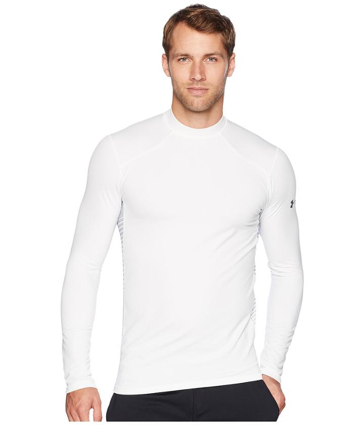 Under Armour Ua Coldgear(r) Reactor Fitted Long Sleeve (white/overcast Gray/black) Men's Clothing