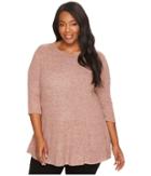 B Collection By Bobeau Plus Size Brushed Babydoll Hemline Knit (cameo) Women's Sweater