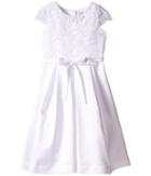 Us Angels Cap Sleeve Corded Lace Bodice W/ Box Pleat Skirt (little Kids/big Kids) (white) Girl's Dress