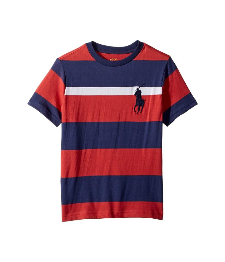 Polo Ralph Lauren Kids Striped Cotton Jersey T-shirt (little Kids/big Kids) (maine Red Multi) Boy's T Shirt