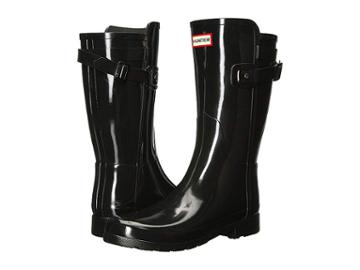 Hunter Original Refined Back Strap Short (black) Women's Rain Boots