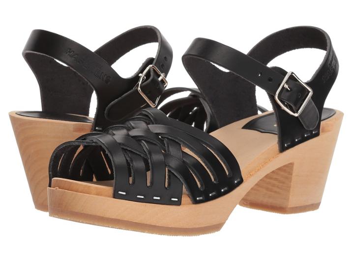 Swedish Hasbeens Braided High (black 1) Women's Clog/mule Shoes