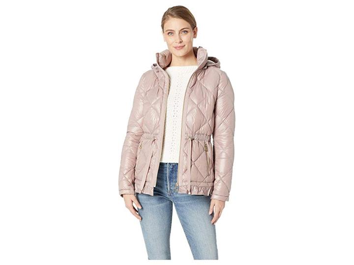 Ivanka Trump Peplum Packable With Hood (shadow Pink) Women's Coat