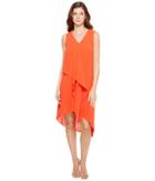 Adrianna Papell Asymmetrical Front Drape Dress (fire Orange) Women's Dress
