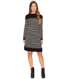 Kate Spade New York Stripe Swing Sweater Dress (black/off-white) Women's Dress