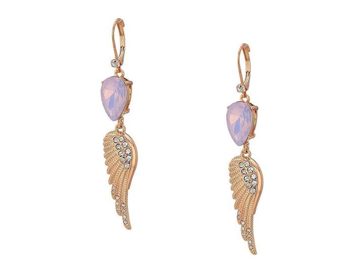 Betsey Johnson Stone Wing Non-matching Earrings (crystal) Earring